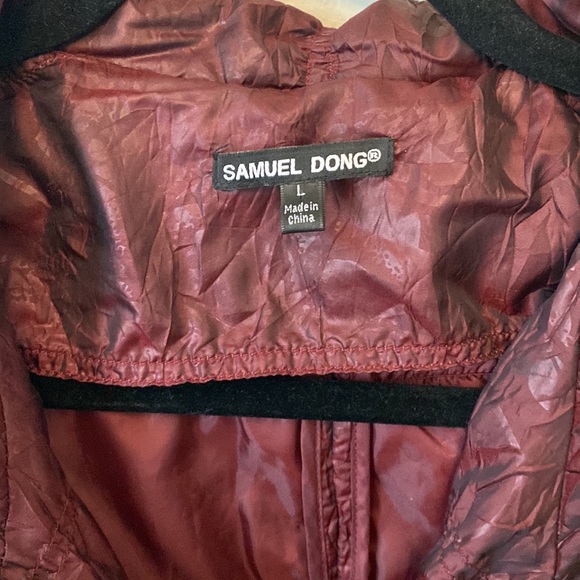 Samuel Dong Maroon Wine Red Shiny Puffy Braided Wide Sleeve Jacket Size … - Picture 2 of 6